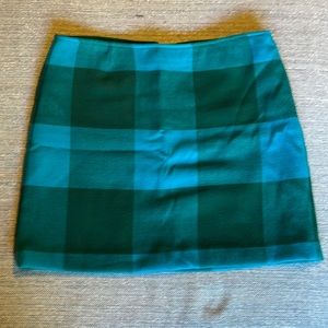 Stylus Mini Skirt Blue Green Plaid Sz 10A-Line Fully Lined Back Zip